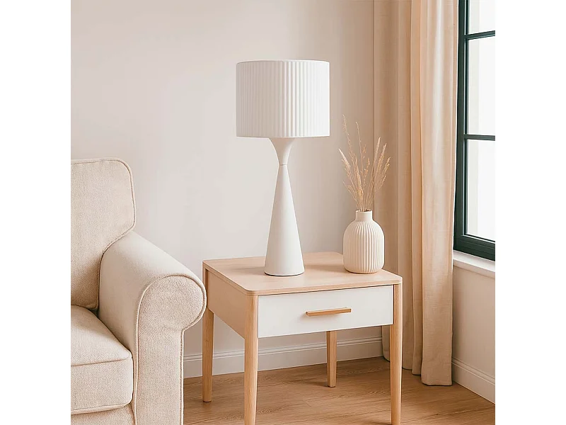 Candeeiro de mesa em metal branco 25,5x25,5x47/60h cm