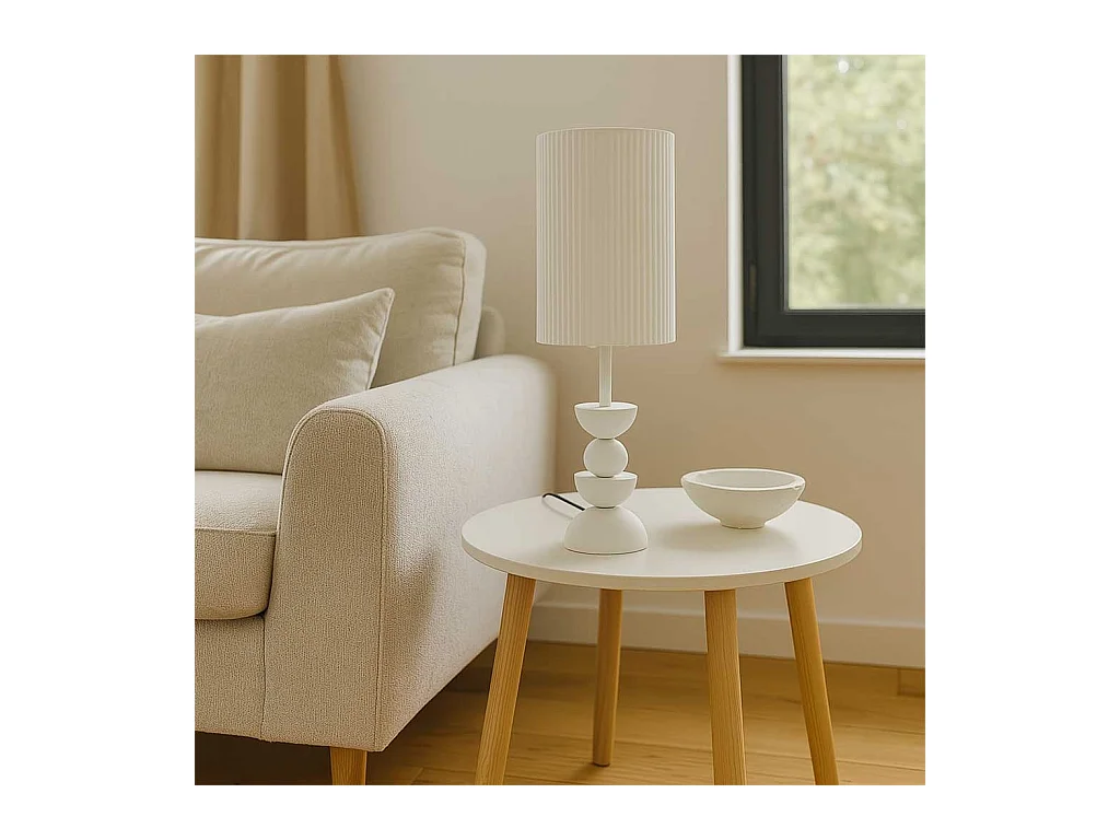 Lampe de table en métal blanc 18x18x56h cm