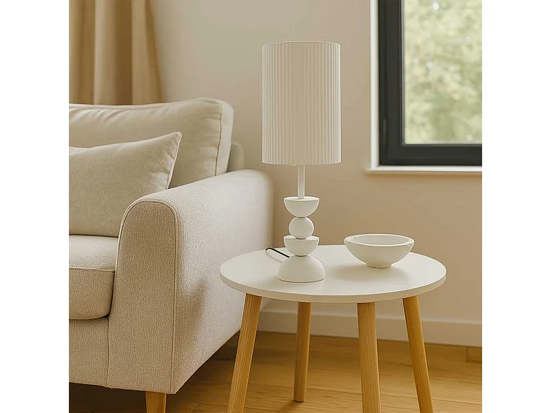 Candeeiro de mesa em metal branco 18x18x56h cm