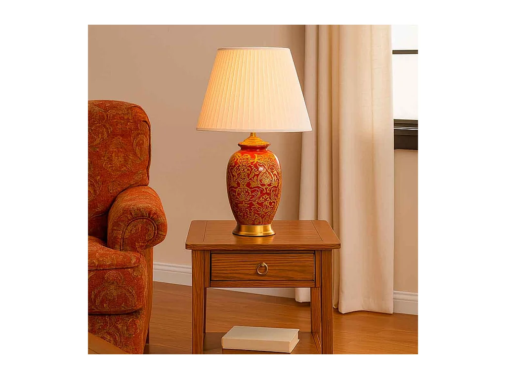 Lampe de table en céramique rouge D40x65