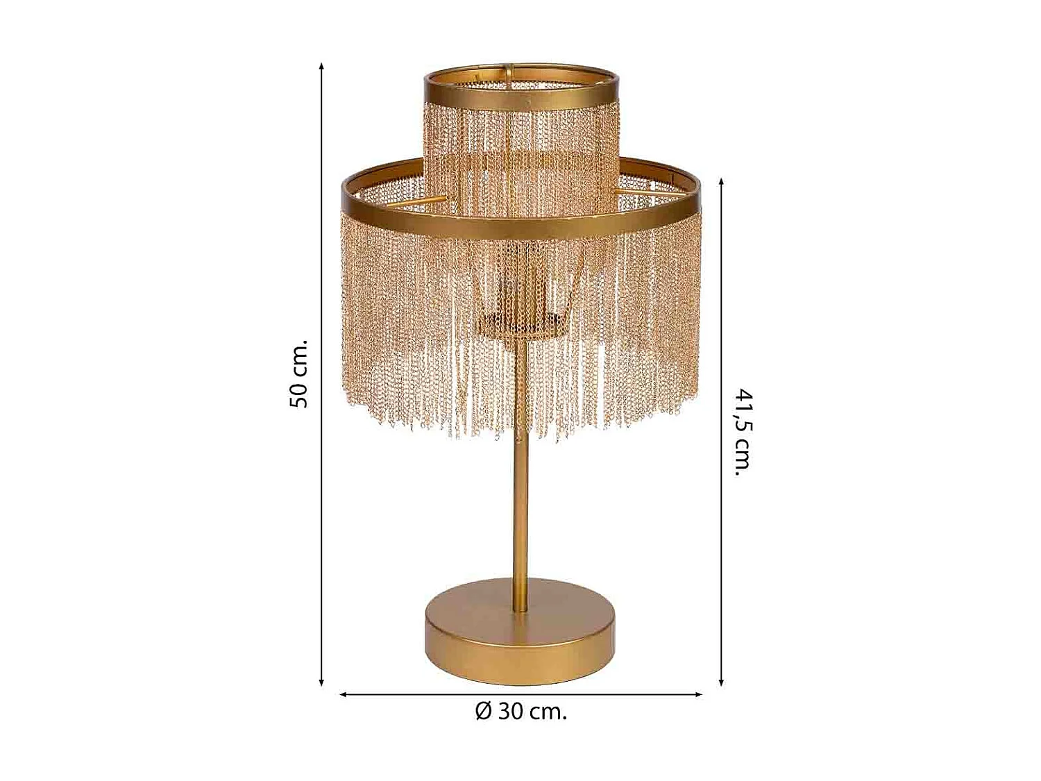 Candeeiro de mesa em metal 30x30x35/50h cm