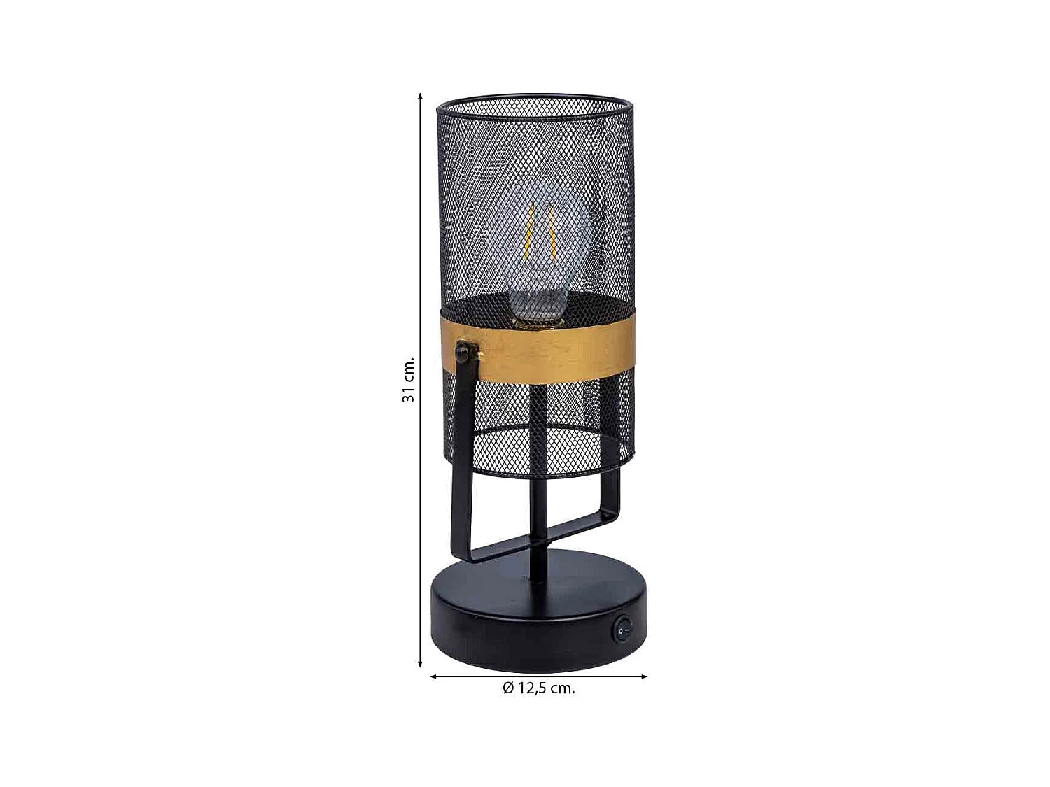 Lampe de table en métal noir avec 1 spot 12,5x12,5x31h cm