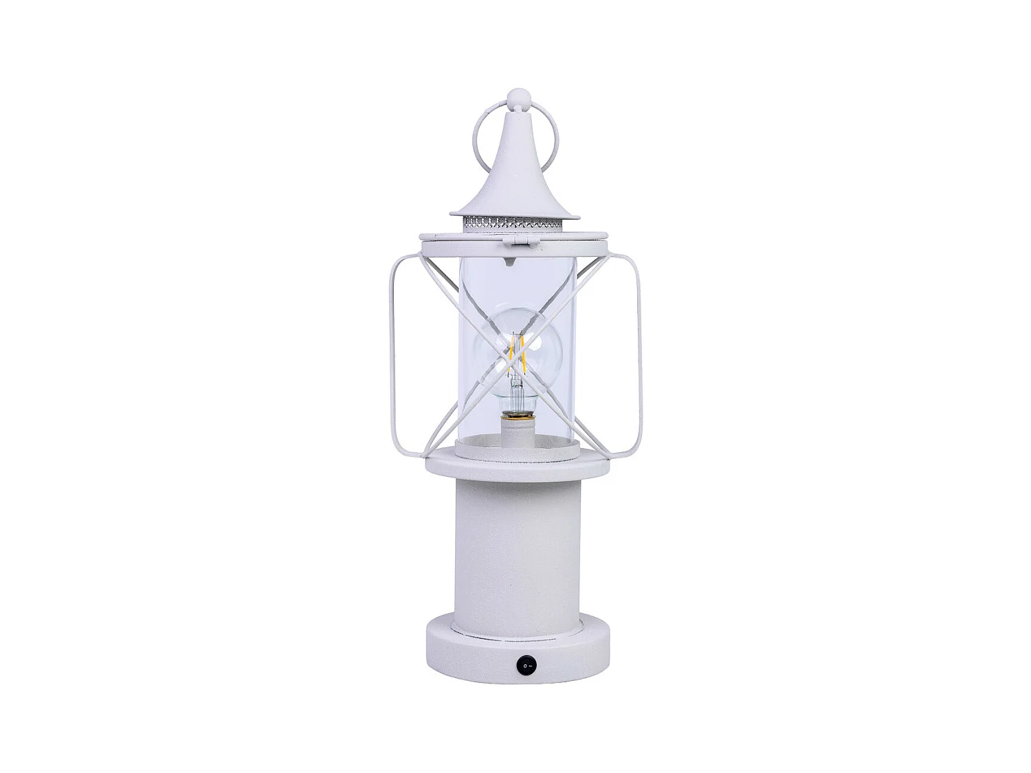 Candeeiro de mesa em metal branco com luz LED 21x18,5x46,5/52,5h cm