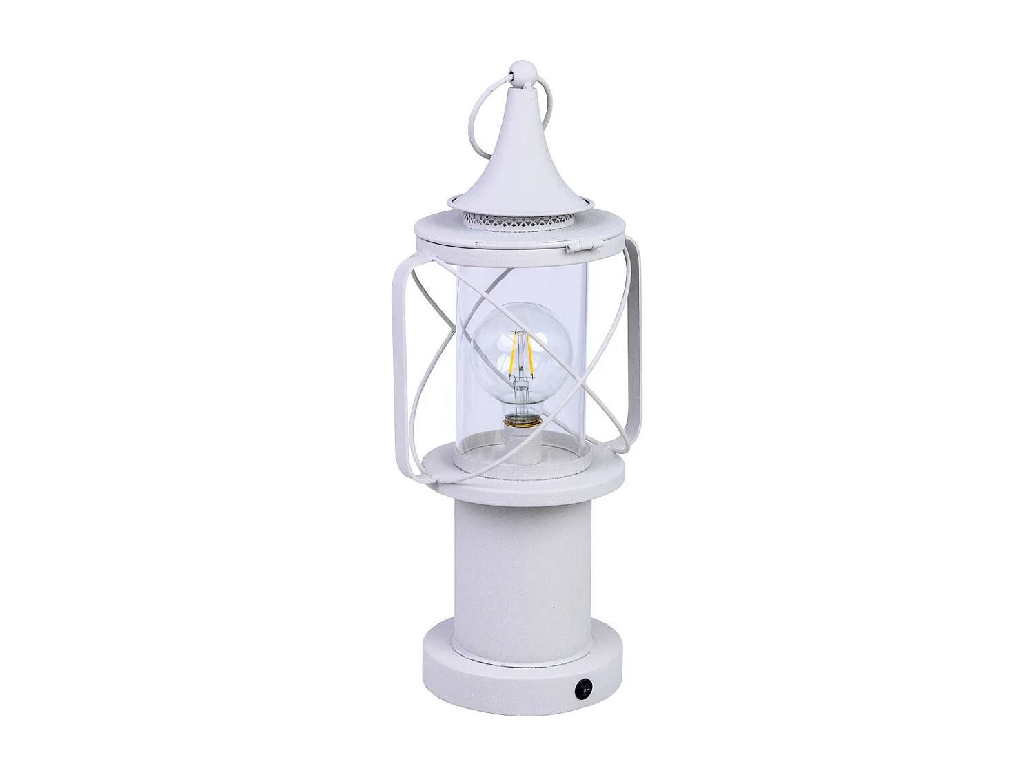 Lampe table métal blanc LED 21x18.5x46.5/52.5h cm