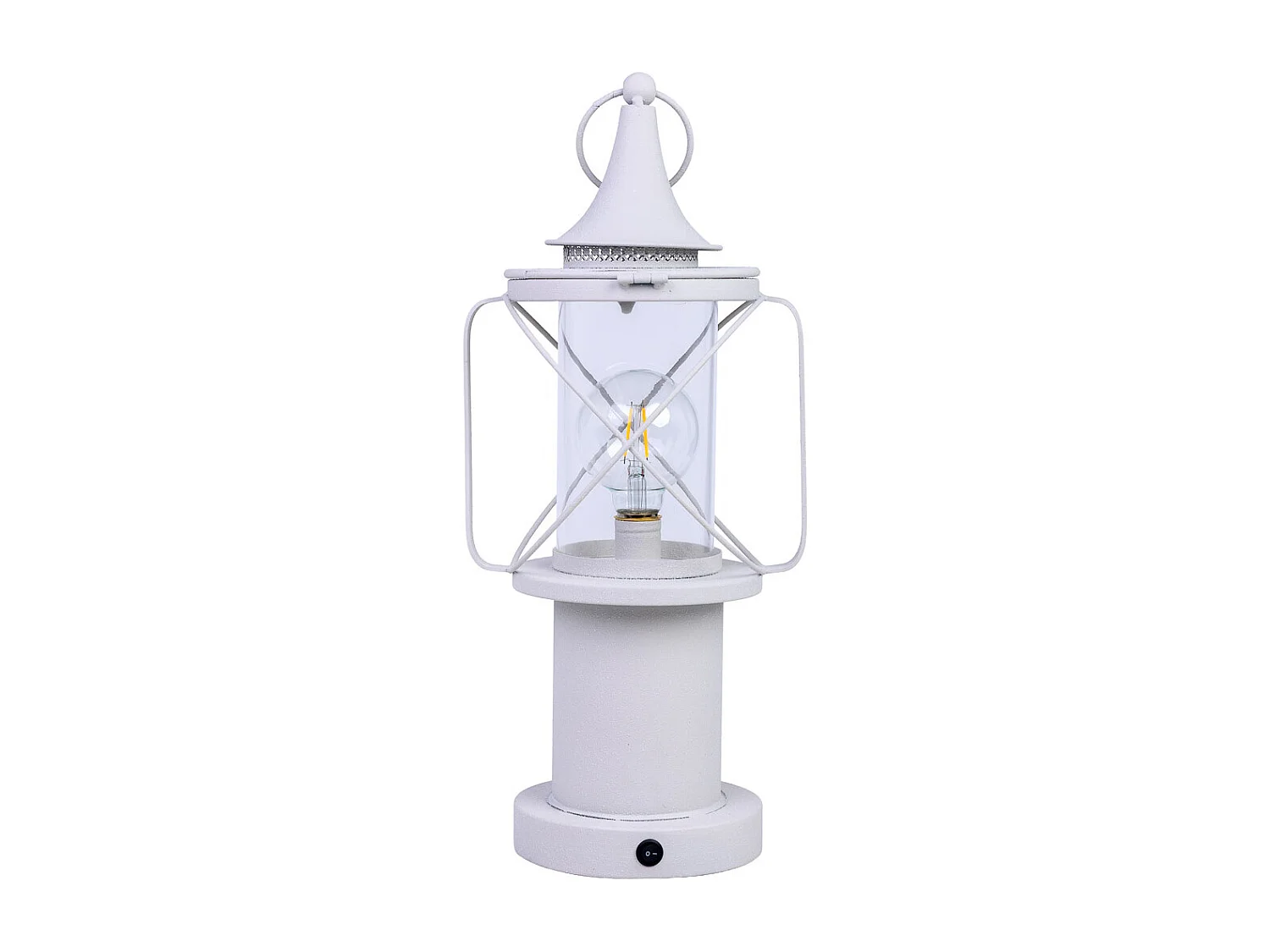 Lampe table métal blanc LED 21x18.5x46.5/52.5h cm