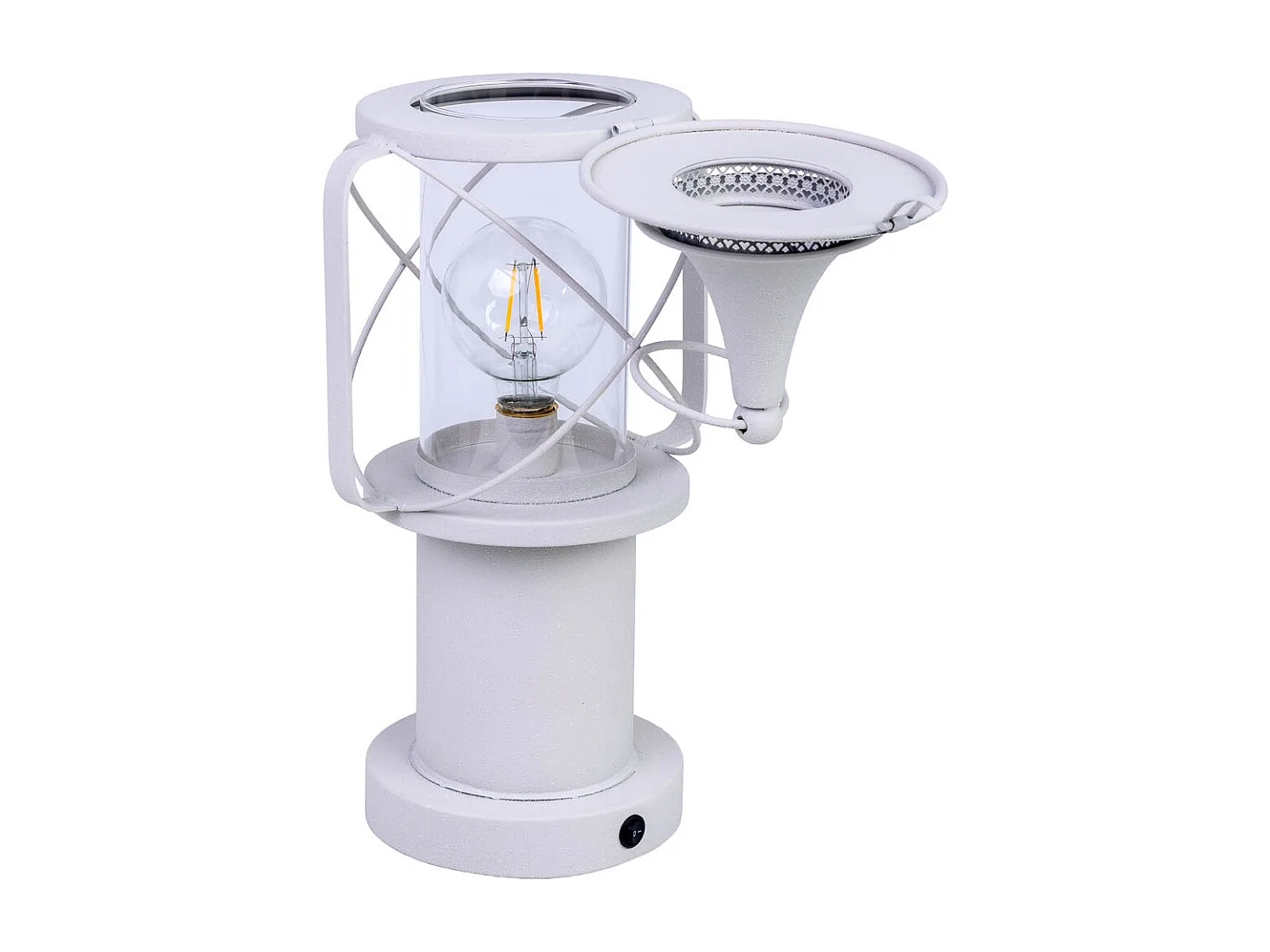 Lampe table métal blanc LED 21x18.5x46.5/52.5h cm