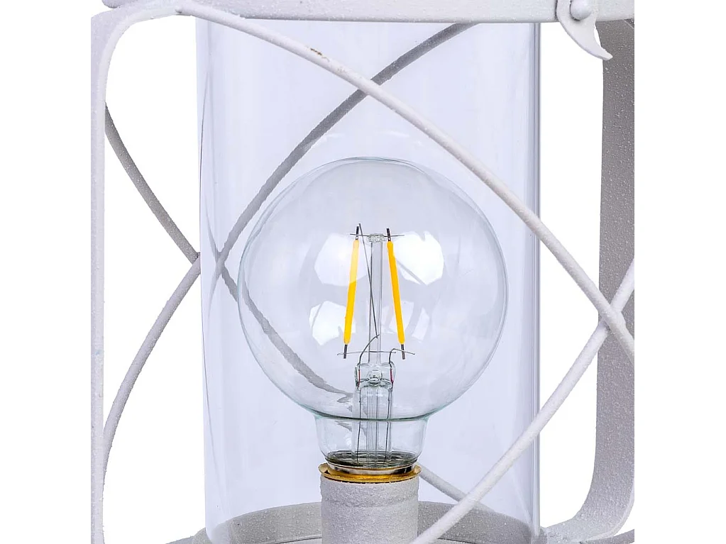 Lampe table métal blanc LED 21x18.5x46.5/52.5h cm