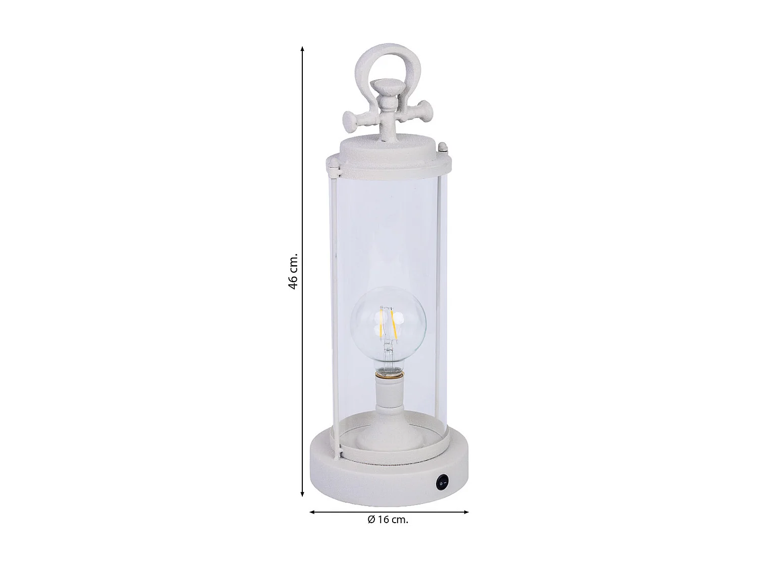 Lampe de table en métal blanc 16x16x46h cm