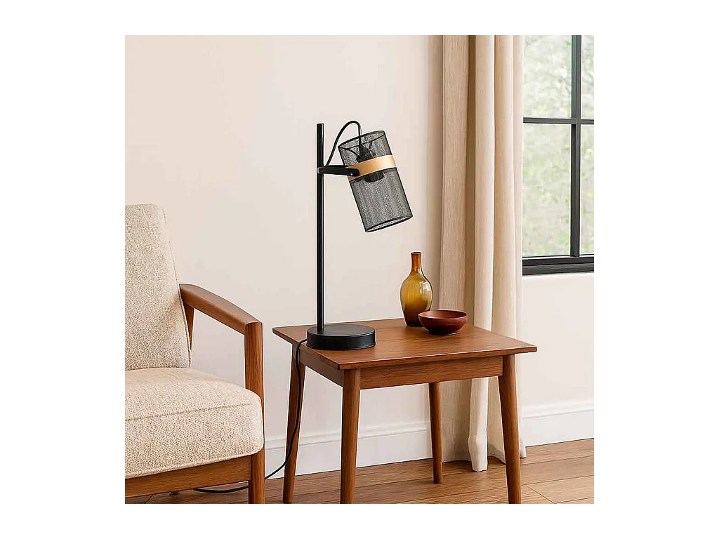 Lampe de table en métal noir avec 1 spot 18x20x61h cm