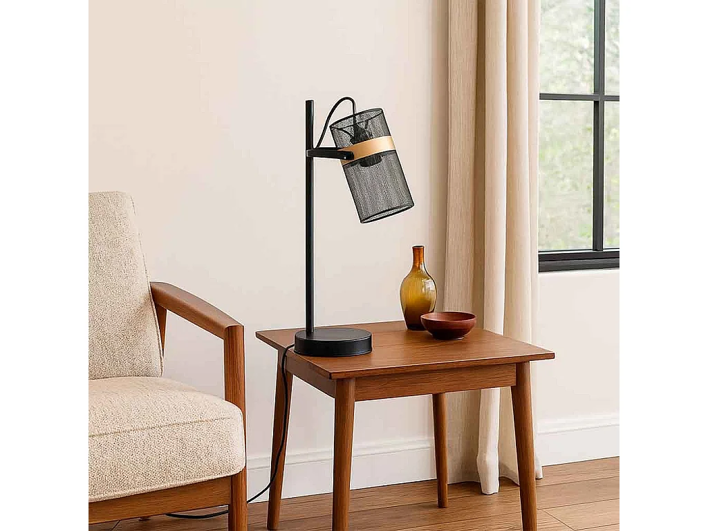 Lampada da tavolo in metallo nero con 1 faretto 18x20x61h cm
