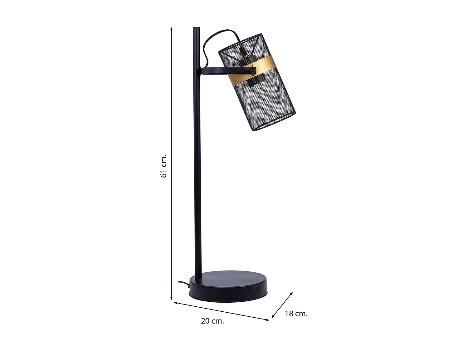 Lampada da tavolo in metallo nero con 1 faretto 18x20x61h cm