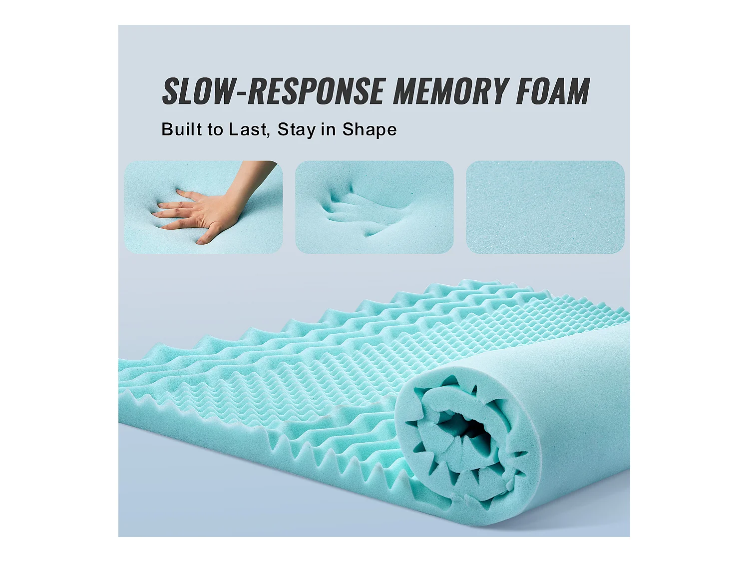 Manta SucceBuy de Espuma Memória, Tamanho Queen, Espessura 5,1 cm, Gel Refrigerante Suave