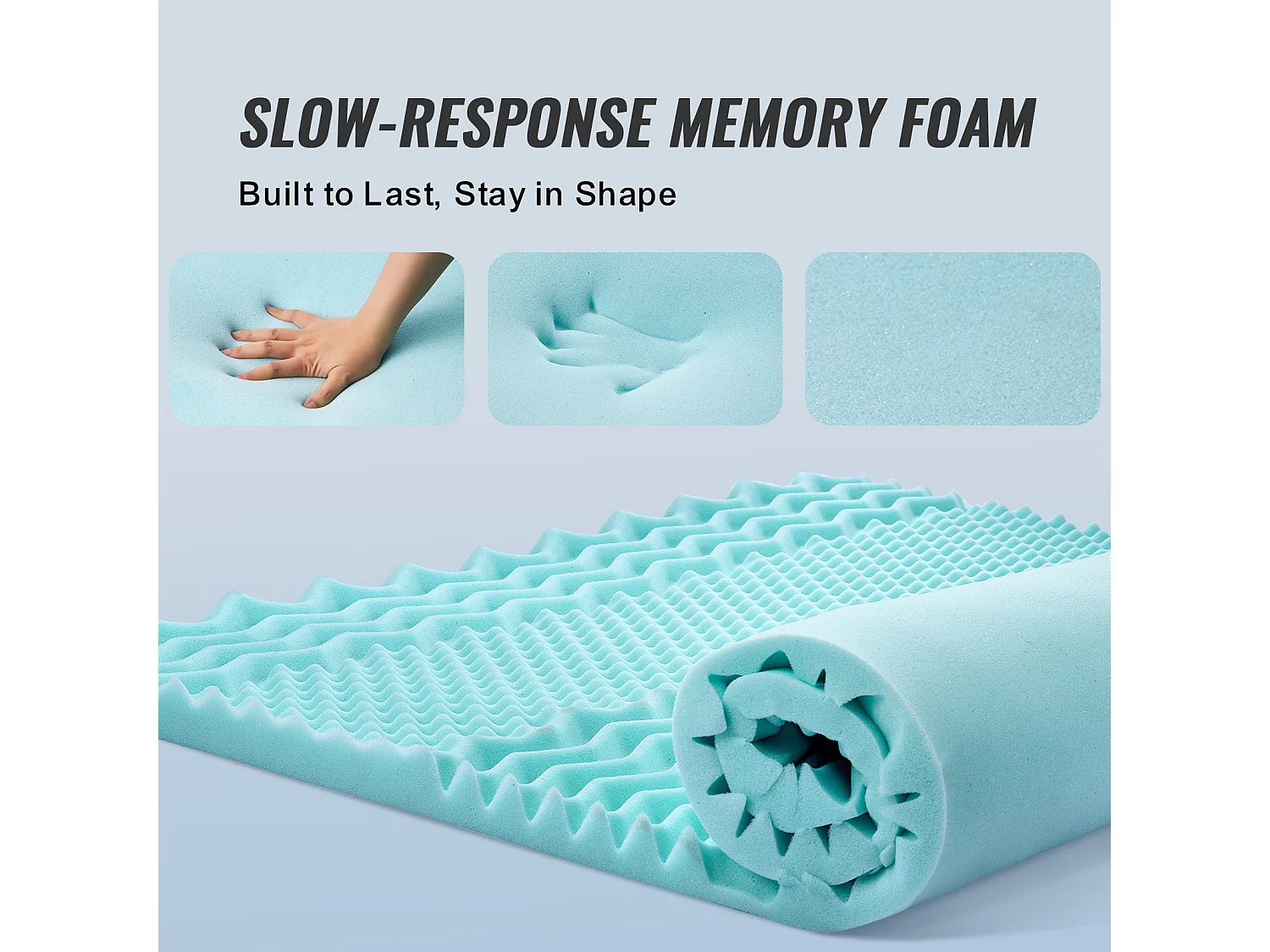 Surmatelas SucceBuy en Mousse à Mémoire de Forme, Queen, Épaisseur 5,1 cm, Gel Rafraîchissant Doux