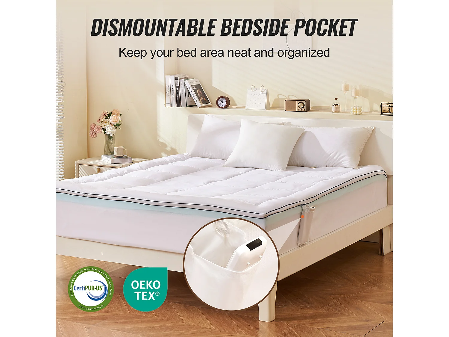 Surmatelas SucceBuy, Premium Mousse à Mémoire de Forme, Rembourrage en Fibres, Queen, Épaisseur 7,6 cm