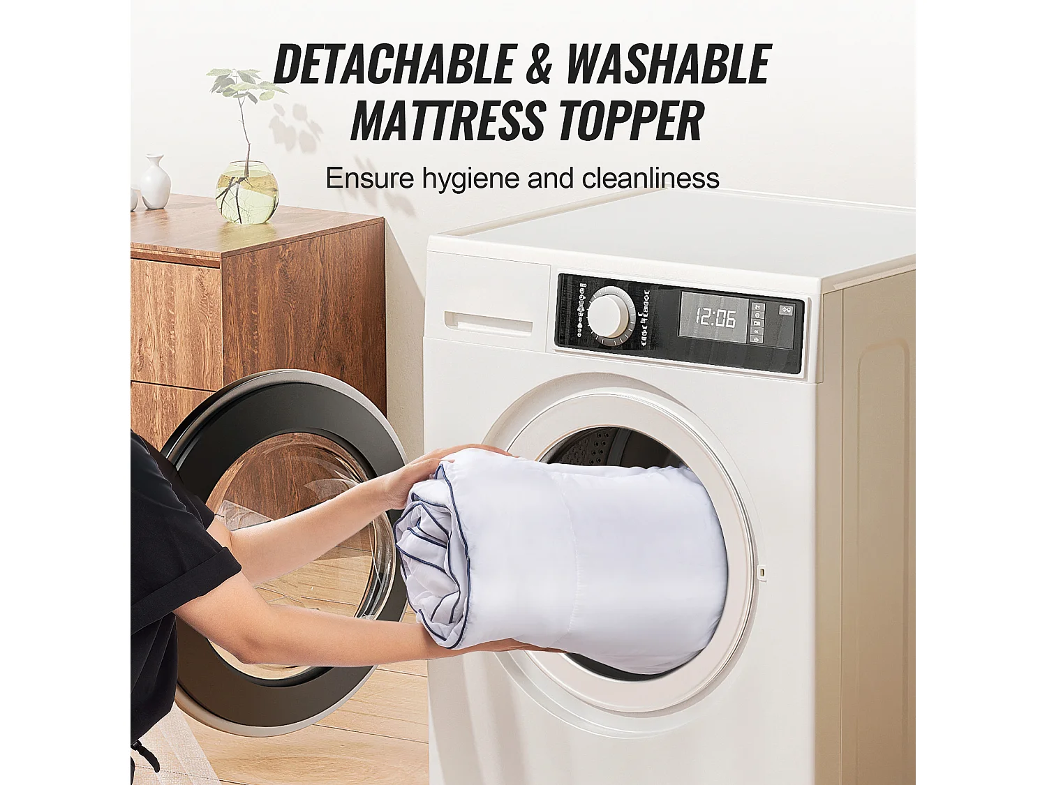 Surmatelas SucceBuy, Premium Mousse à Mémoire de Forme, Rembourrage en Fibres, Queen, Épaisseur 7,6 cm