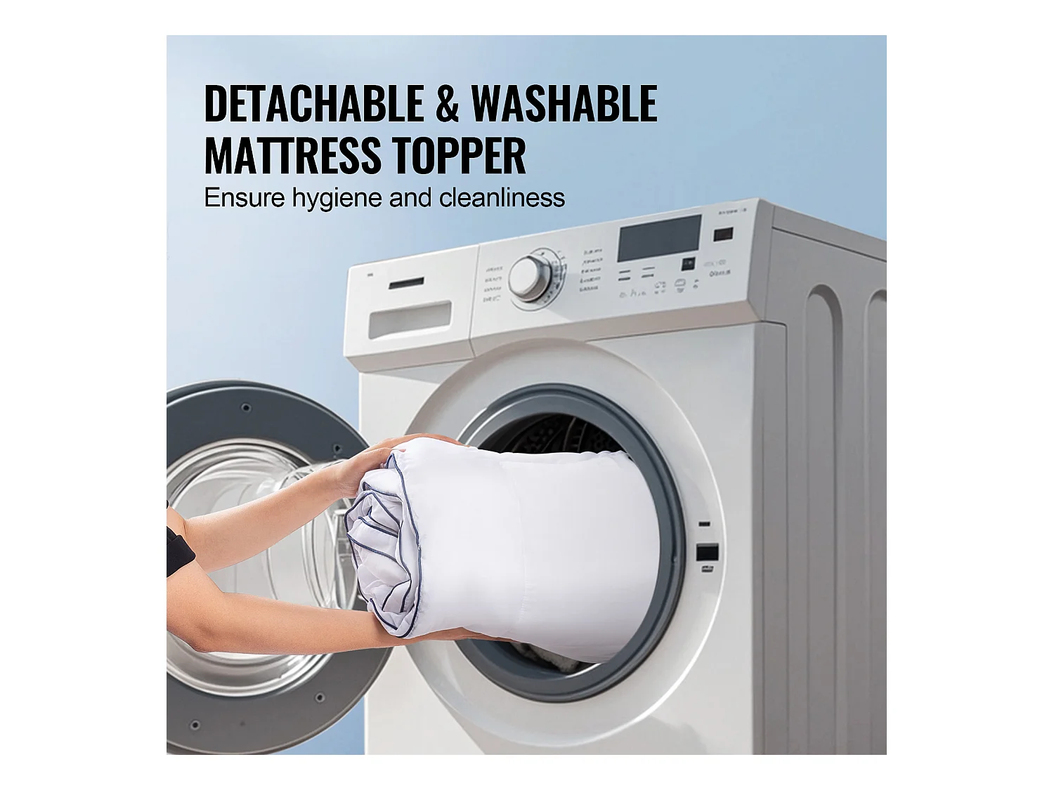 Surmatelas SucceBuy en Fibre de Verre, Queen, Épaisseur 2,5 cm, Amovible et lavable