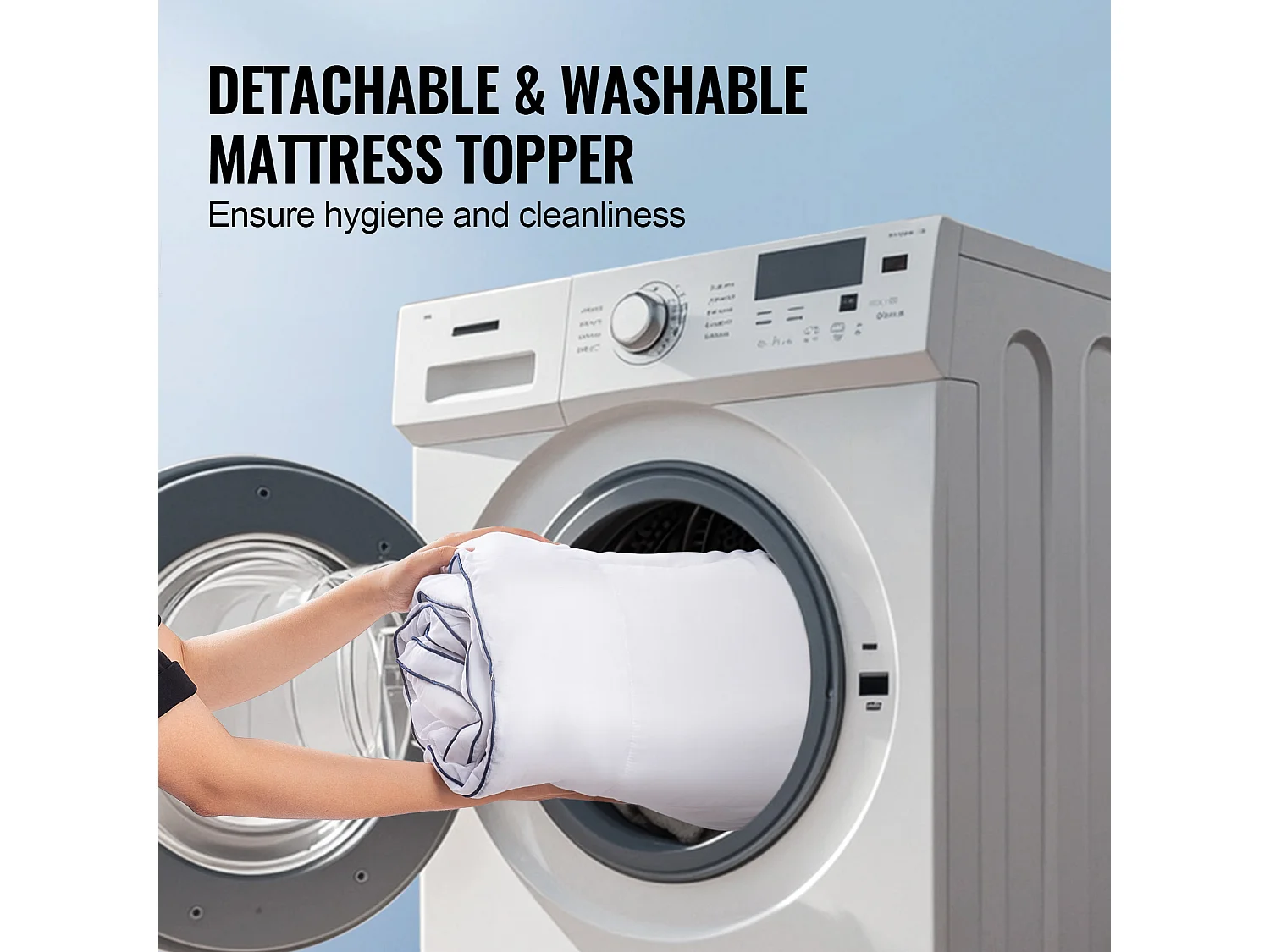 Surmatelas SucceBuy en Fibre de Verre, Queen, Épaisseur 2,5 cm, Amovible et lavable