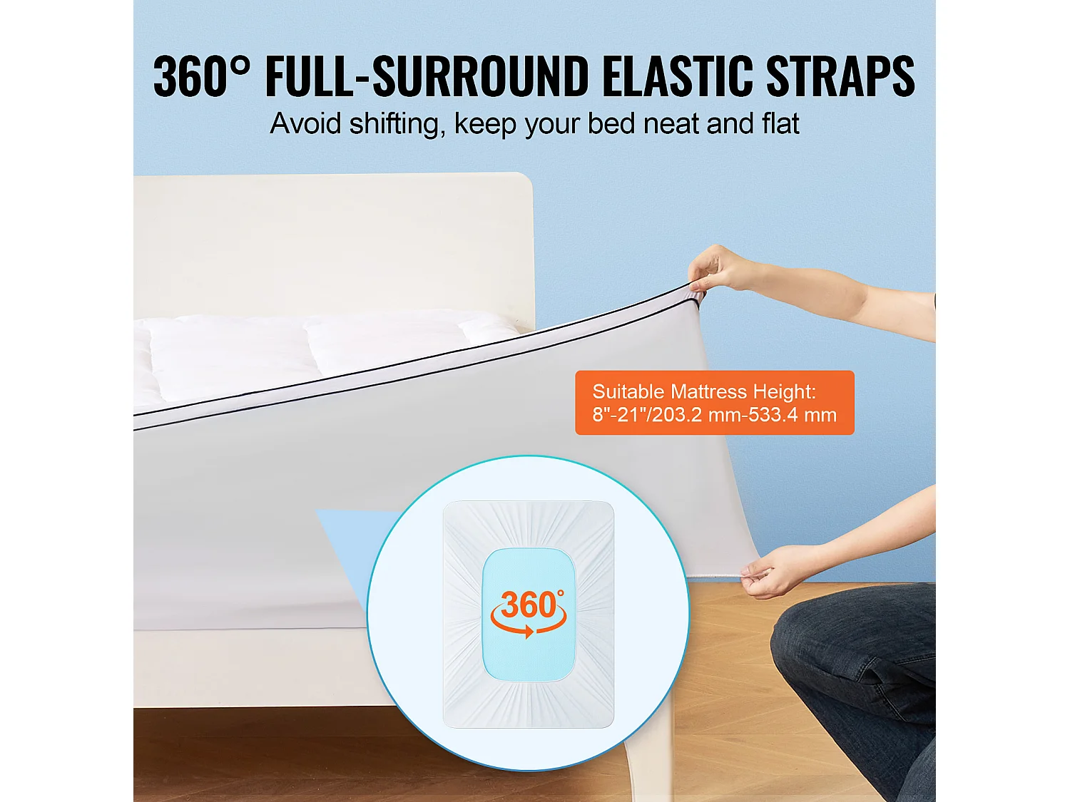 Surmatelas SucceBuy en Fibre de Verre, Queen, Épaisseur 2,5 cm, Amovible et lavable