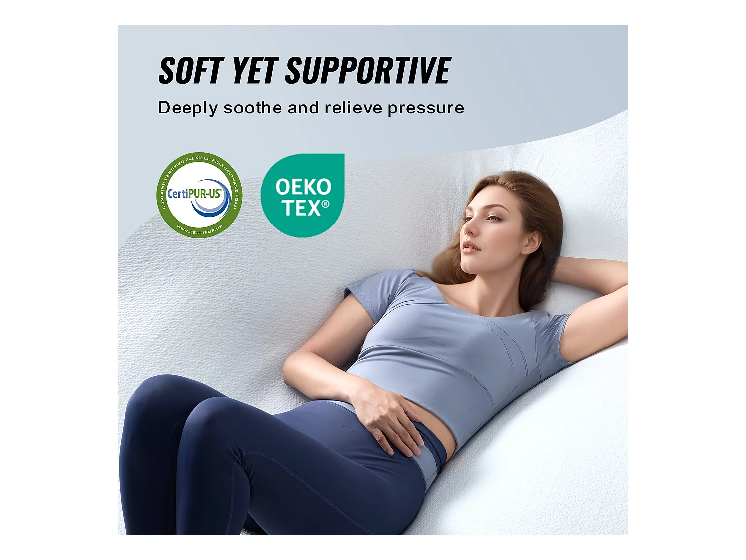 Surmatelas SucceBuy en Mousse à Mémoire de Forme, Queen, Épaisseur7,6 cm, Amovible et Lavable