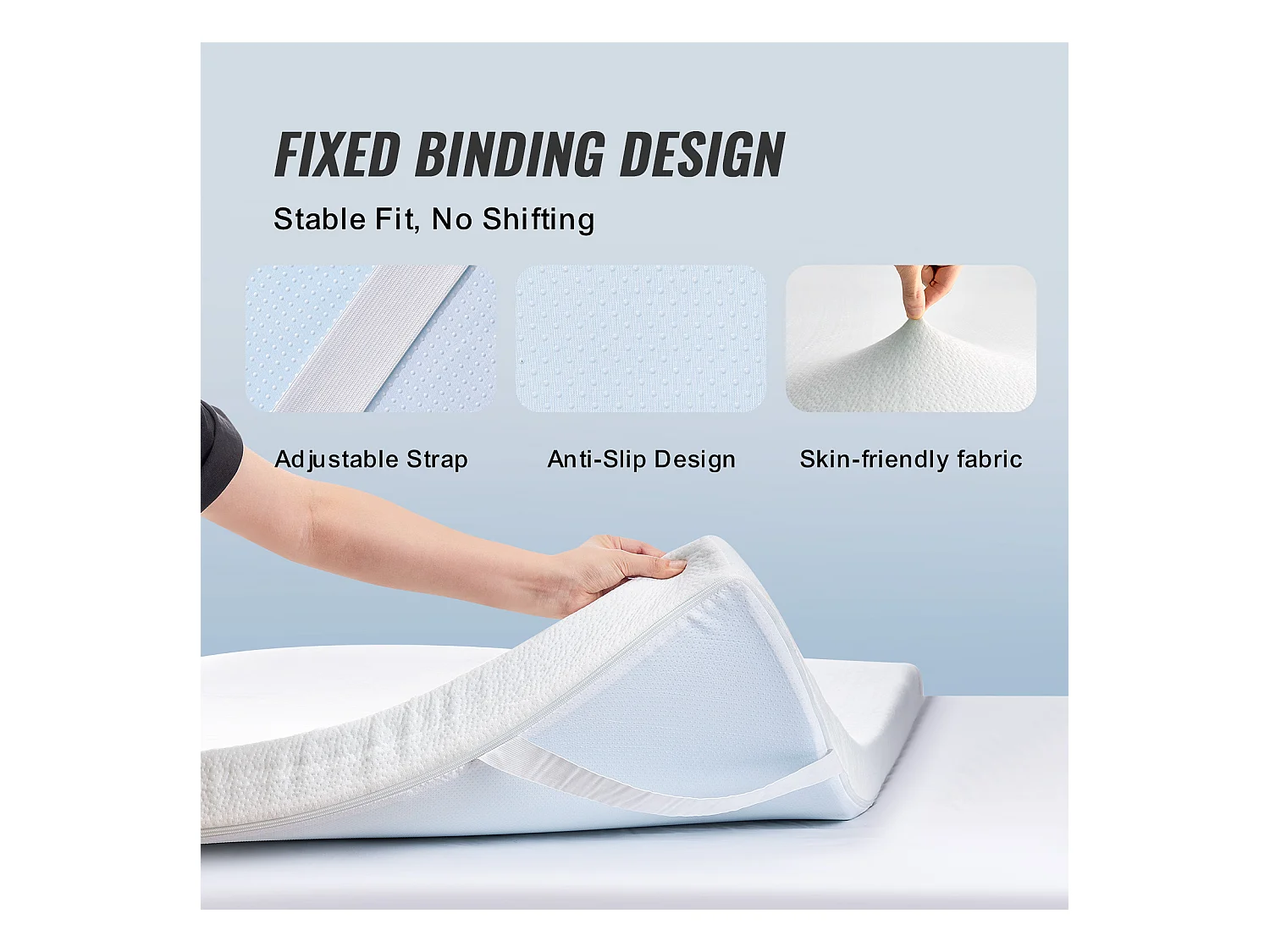 Surmatelas SucceBuy en Mousse à Mémoire de Forme, Queen, Épaisseur7,6 cm, Amovible et Lavable