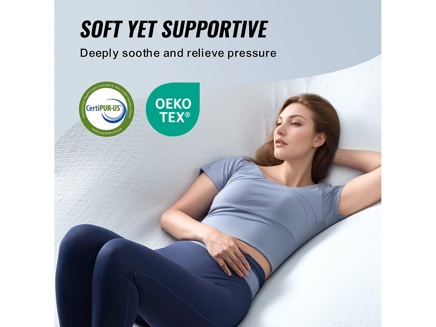 Surmatelas SucceBuy en Mousse à Mémoire de Forme, Queen, Épaisseur7,6 cm, Amovible et Lavable