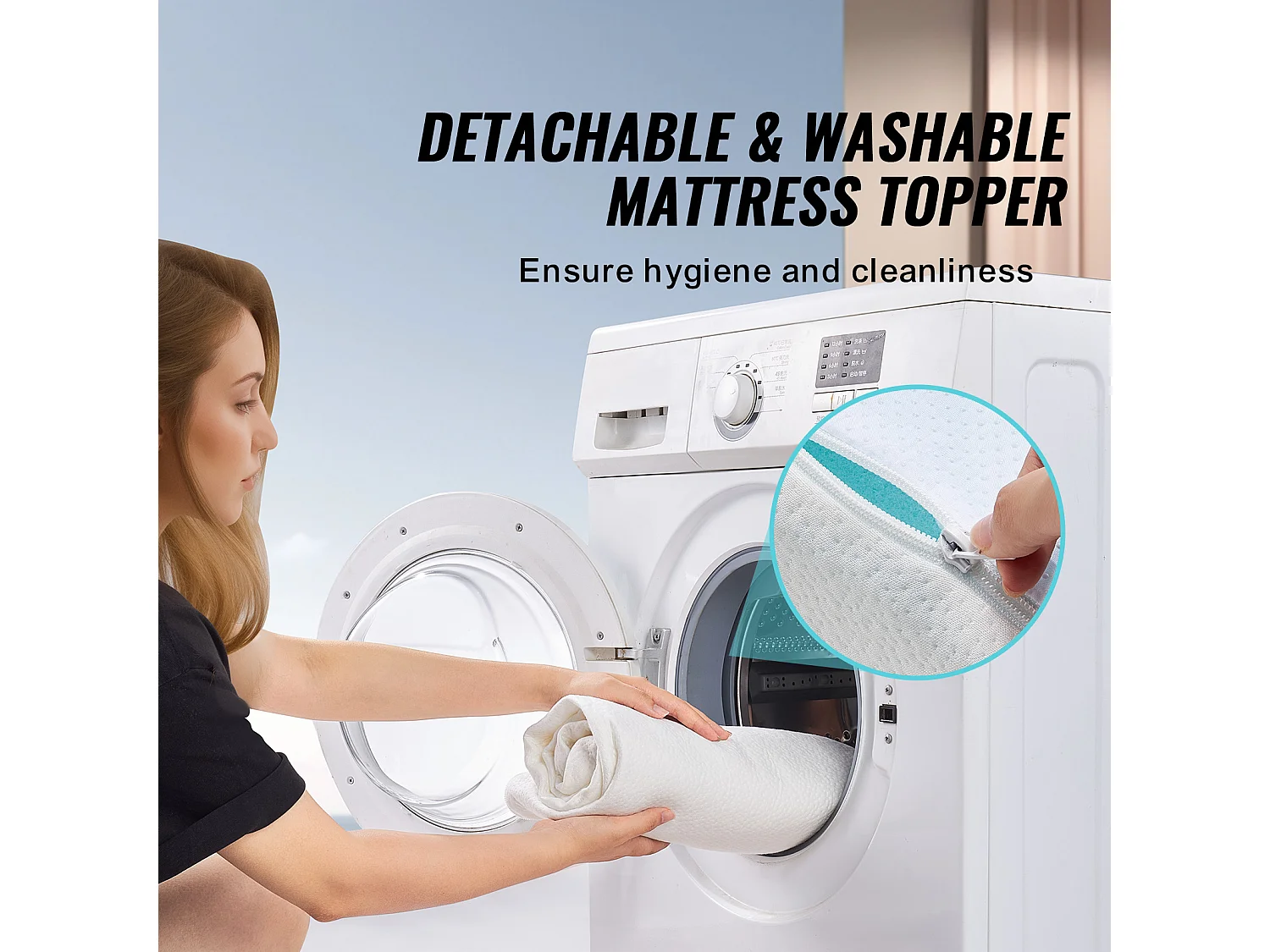 Surmatelas SucceBuy en Mousse à Mémoire de Forme, Queen, Épaisseur7,6 cm, Amovible et Lavable