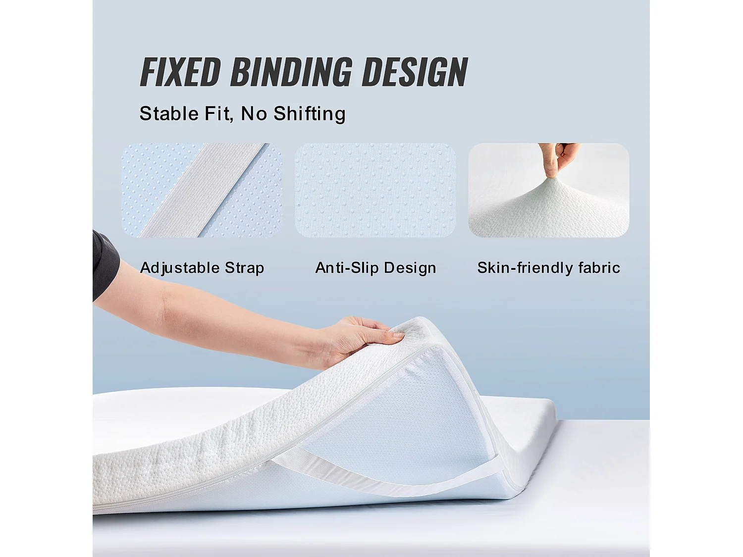 Surmatelas SucceBuy en Mousse à Mémoire de Forme, Queen, Épaisseur7,6 cm, Amovible et Lavable