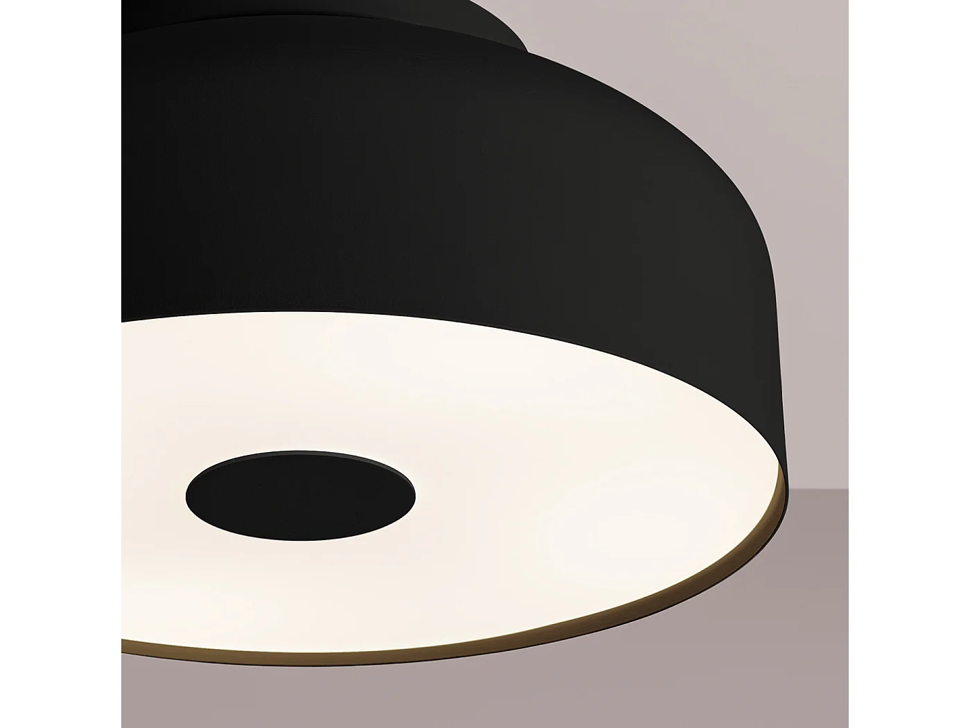 Plafonnier Omiq Moderne En Acier/Pvc - 4 Sources Lumineuses - L.30 X H.15 Cm - Noir