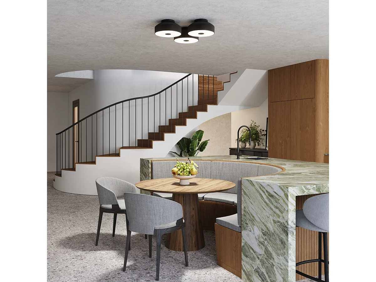 Plafonnier Omiq Moderne En Acier/Pvc - 4 Sources Lumineuses - L.30 X H.15 Cm - Noir