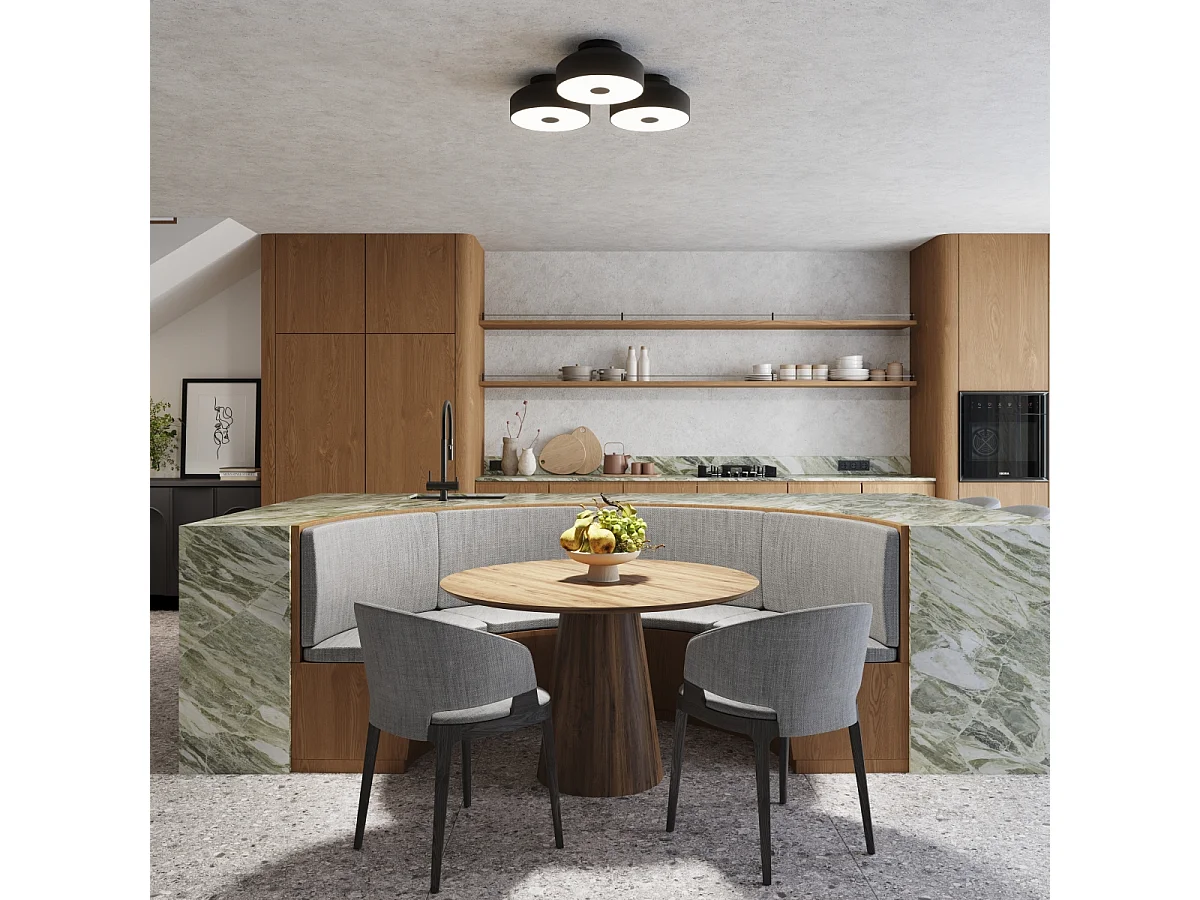 Plafonnier Omiq Moderne En Acier/Pvc - 4 Sources Lumineuses - L.30 X H.15 Cm - Noir