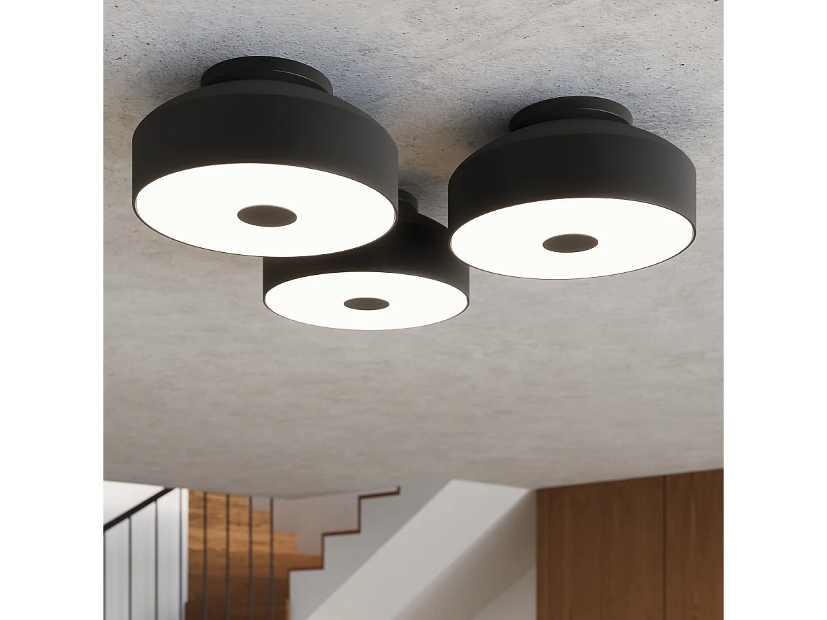 Plafonnier Omiq Moderne En Acier/Pvc - 4 Sources Lumineuses - L.30 X H.15 Cm - Noir