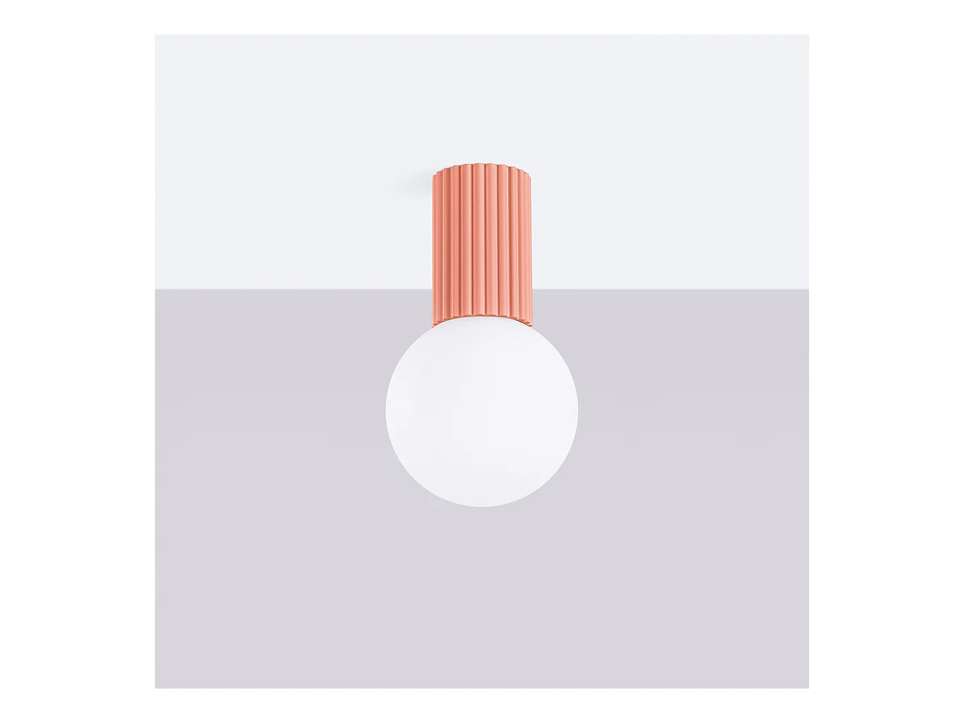 Plafonnier Halo Moderne En Aluminium/Verre - 1 Sources Lumineuses - L.12 X H.21 Cm - Pêche