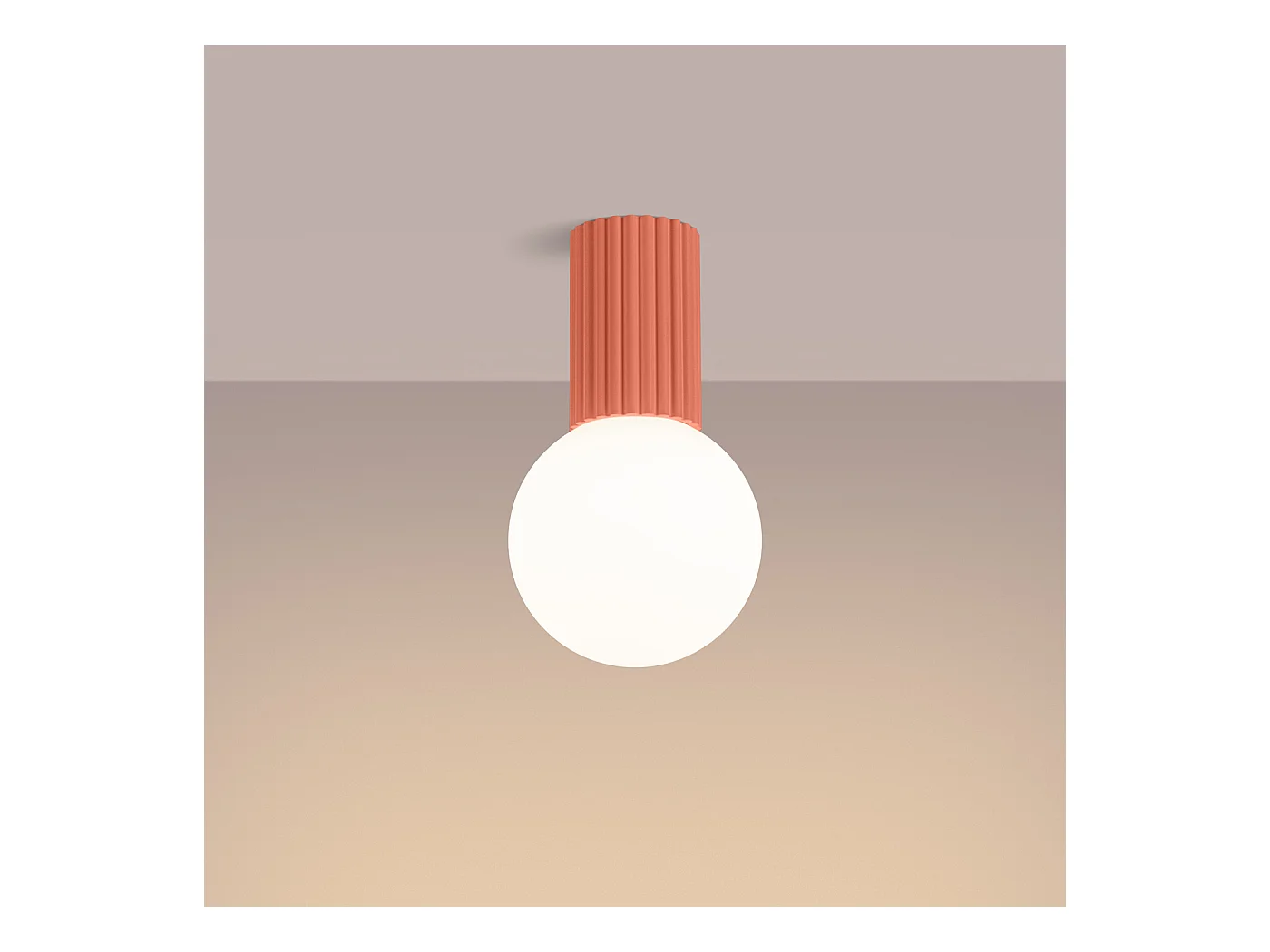 Plafonnier Halo Moderne En Aluminium/Verre - 1 Sources Lumineuses - L.12 X H.21 Cm - Pêche