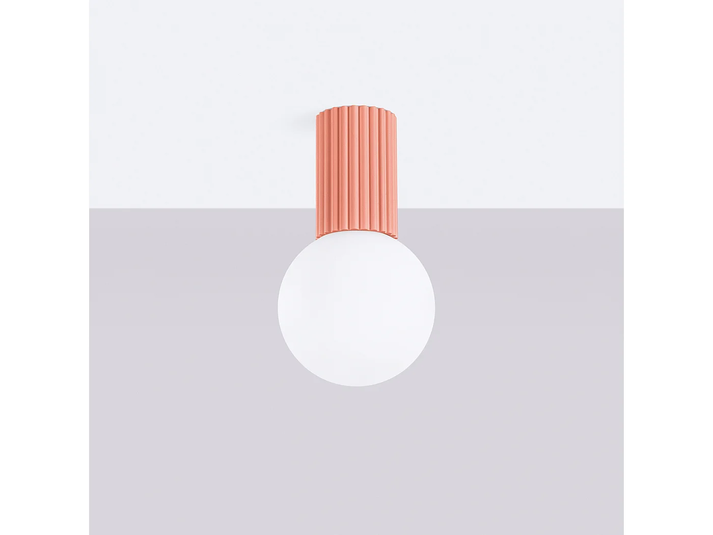 Plafonnier Halo Moderne En Aluminium/Verre - 1 Sources Lumineuses - L.12 X H.21 Cm - Pêche