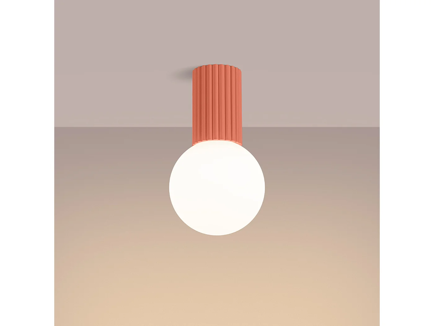 Plafonnier Halo Moderne En Aluminium/Verre - 1 Sources Lumineuses - L.12 X H.21 Cm - Pêche