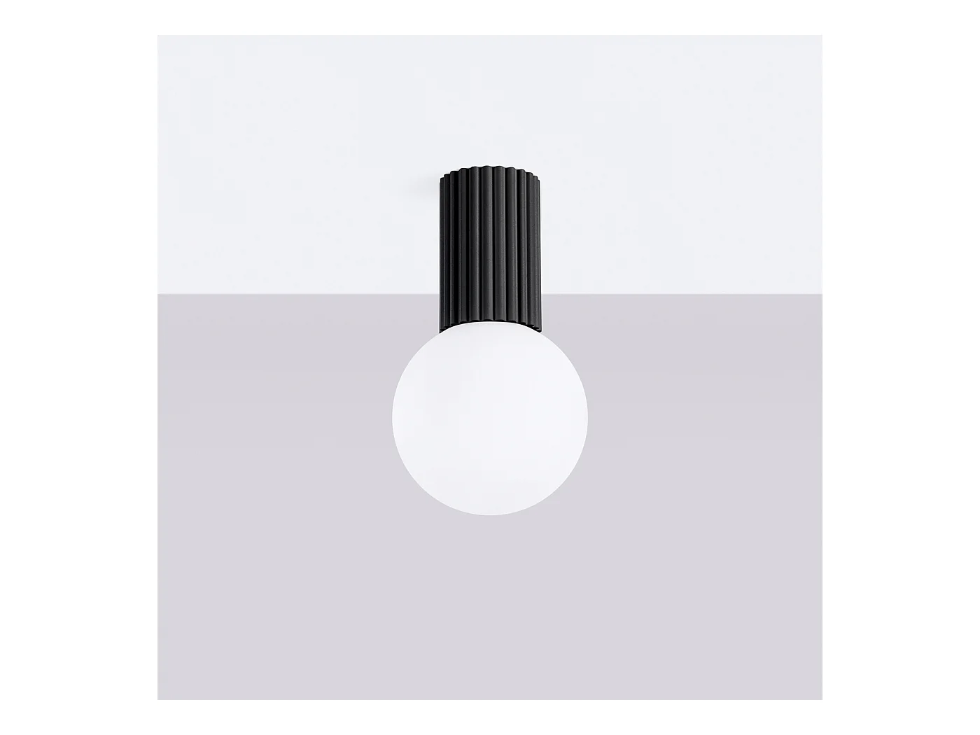 Plafonnier Halo Moderne En Aluminium/Verre - 1 Sources Lumineuses - L.12 X H.21 Cm - Noir