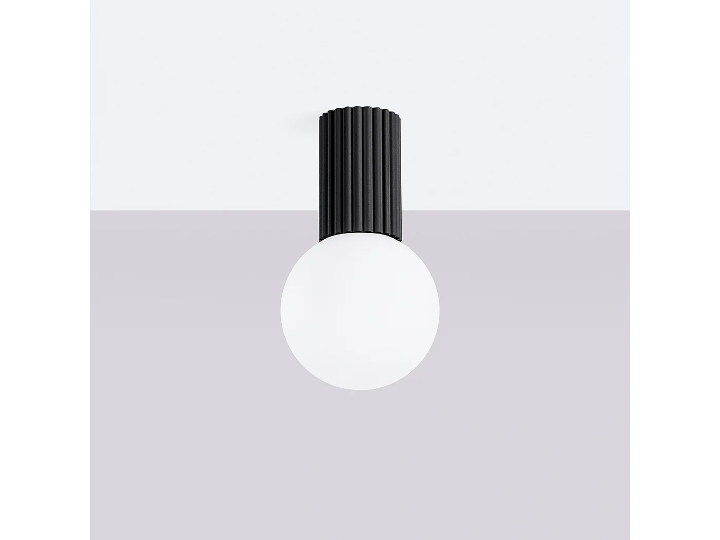 Plafonnier Halo Moderne En Aluminium/Verre - 1 Sources Lumineuses - L.12 X H.21 Cm - Noir