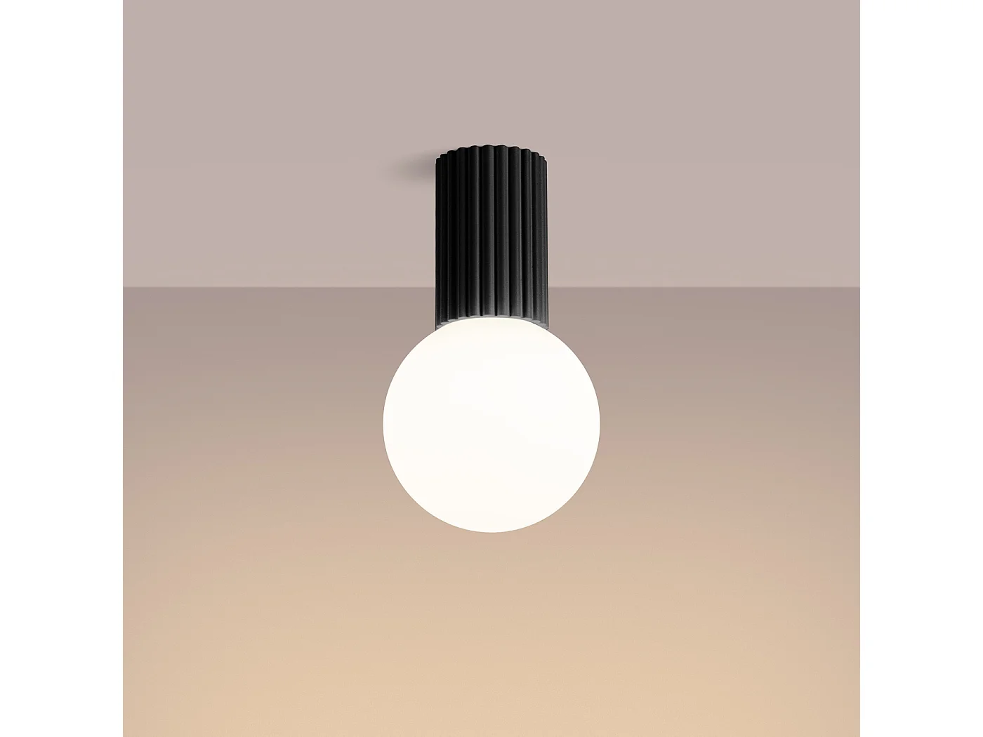 Plafonnier Halo Moderne En Aluminium/Verre - 1 Sources Lumineuses - L.12 X H.21 Cm - Noir