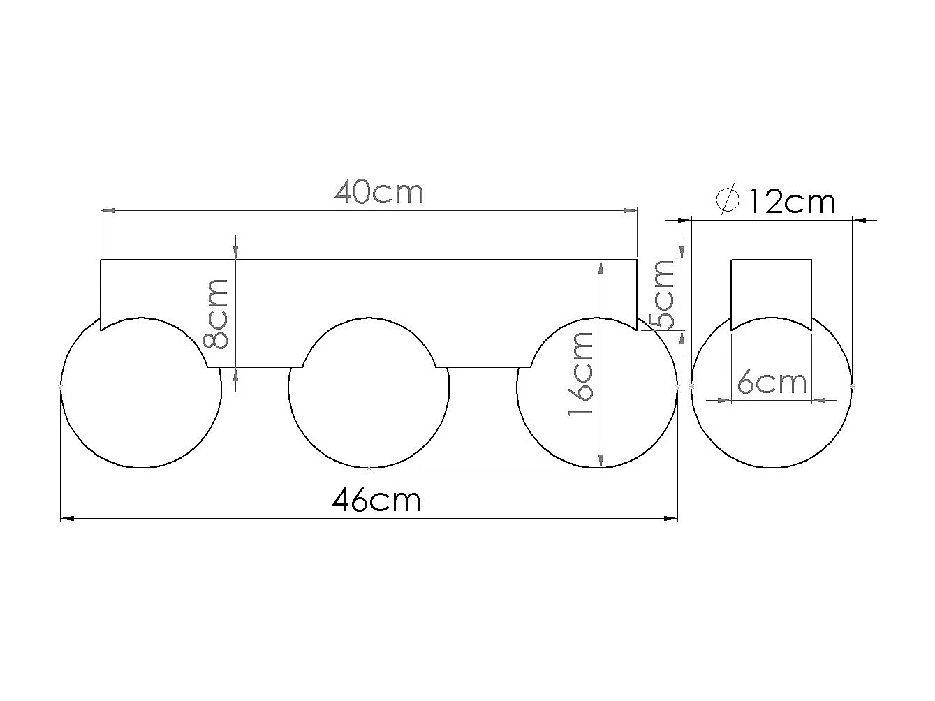 Plafondlamp Bulbo Modern Van  - 3 Lichtbronnen - L.46 X H.16 Cm - Natuurlijk Hout/Wit