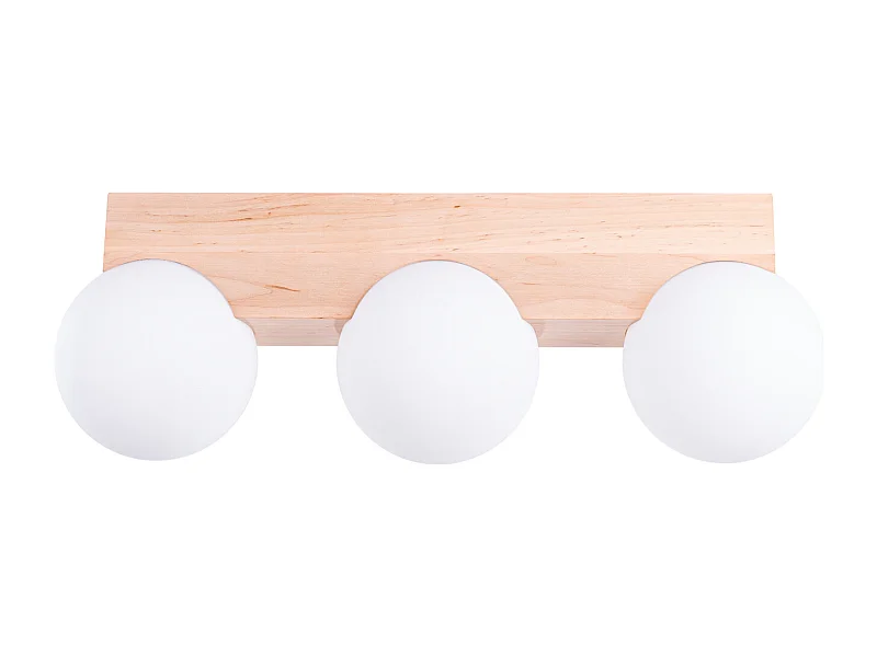 Deckenleuchte Bulbo Modern Aus  Holz/Glas - 3 Lichtquellen - L.46 X H. Cm - Naturholz/Weiß