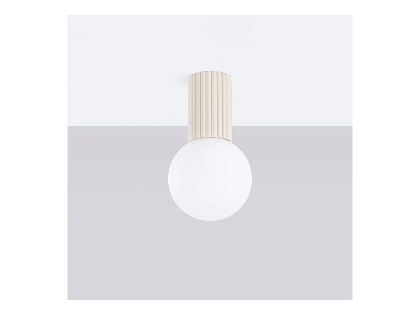 Plafonnier Halo Moderne En Aluminium/Verre - 1 Sources Lumineuses - L.12 X H.21 Cm - Beige