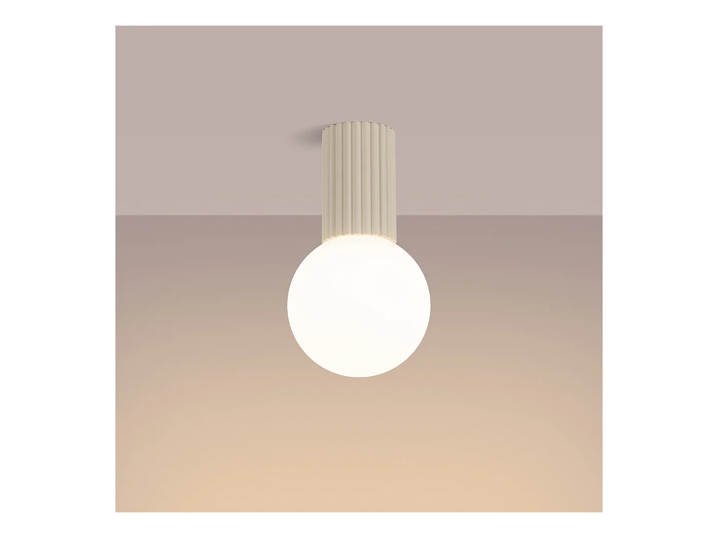 Plafonnier Halo Moderne En Aluminium/Verre - 1 Sources Lumineuses - L.12 X H.21 Cm - Beige