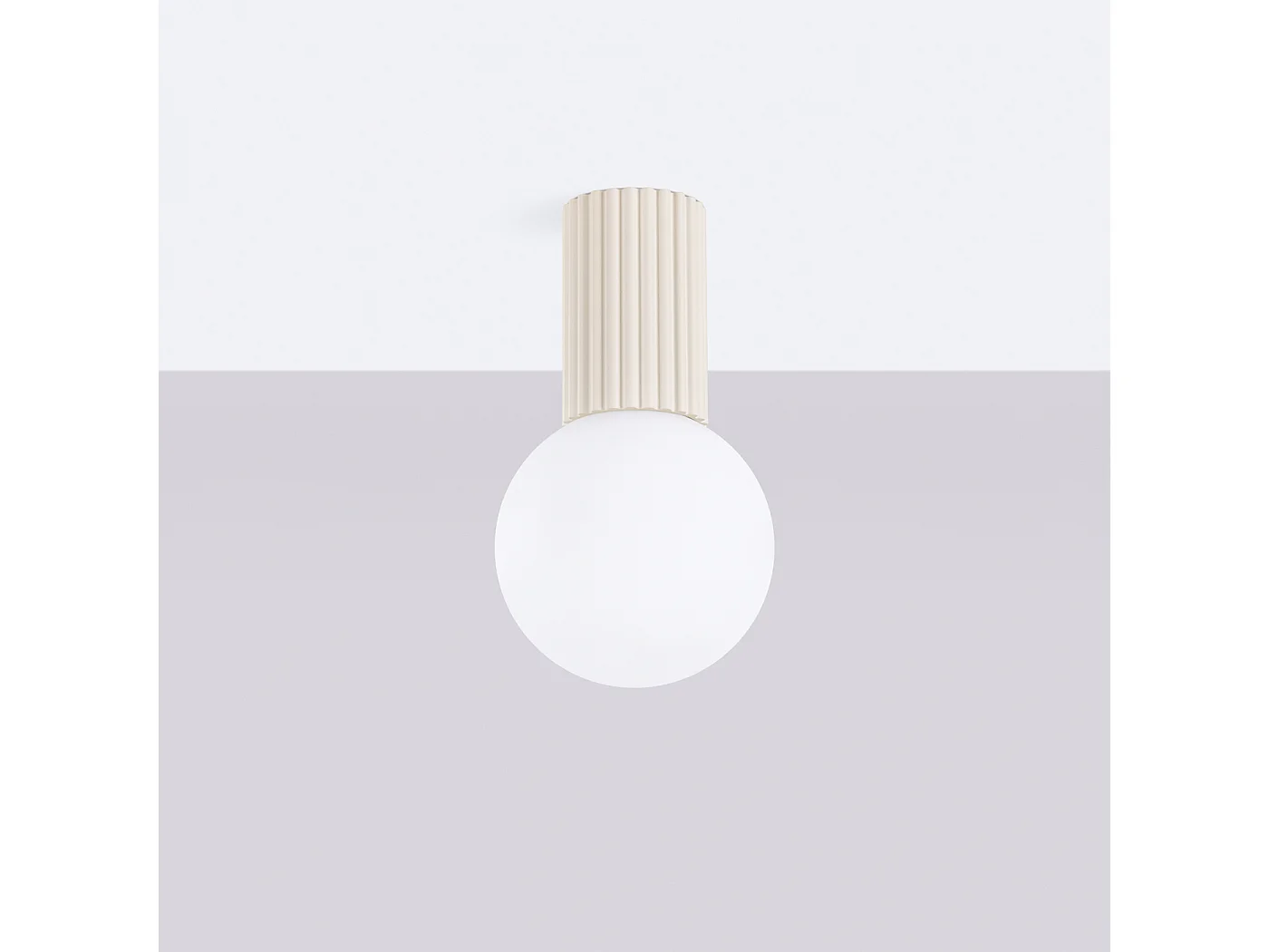 Plafonnier Halo Moderne En Aluminium/Verre - 1 Sources Lumineuses - L.12 X H.21 Cm - Beige