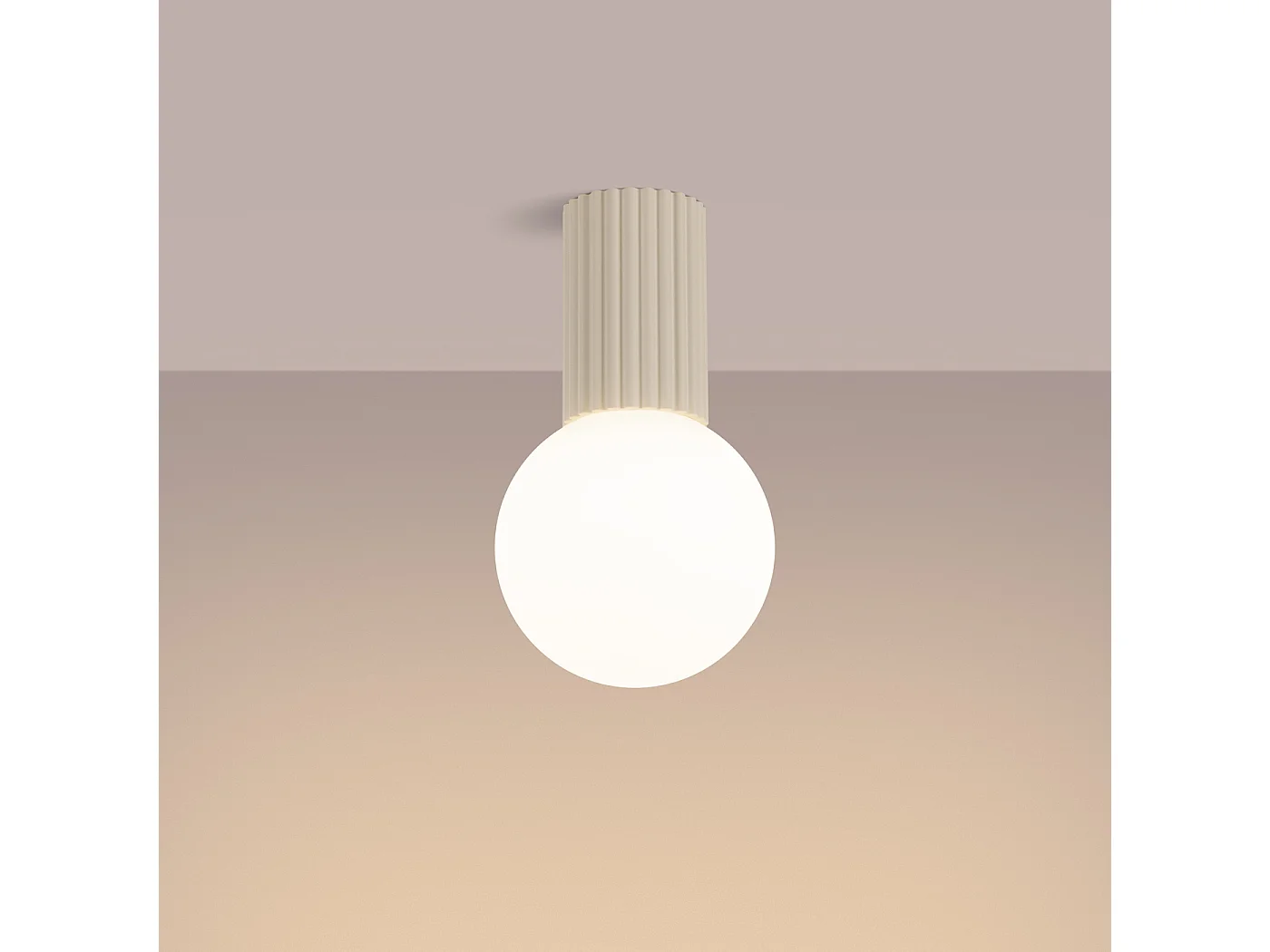 Plafonnier Halo Moderne En Aluminium/Verre - 1 Sources Lumineuses - L.12 X H.21 Cm - Beige