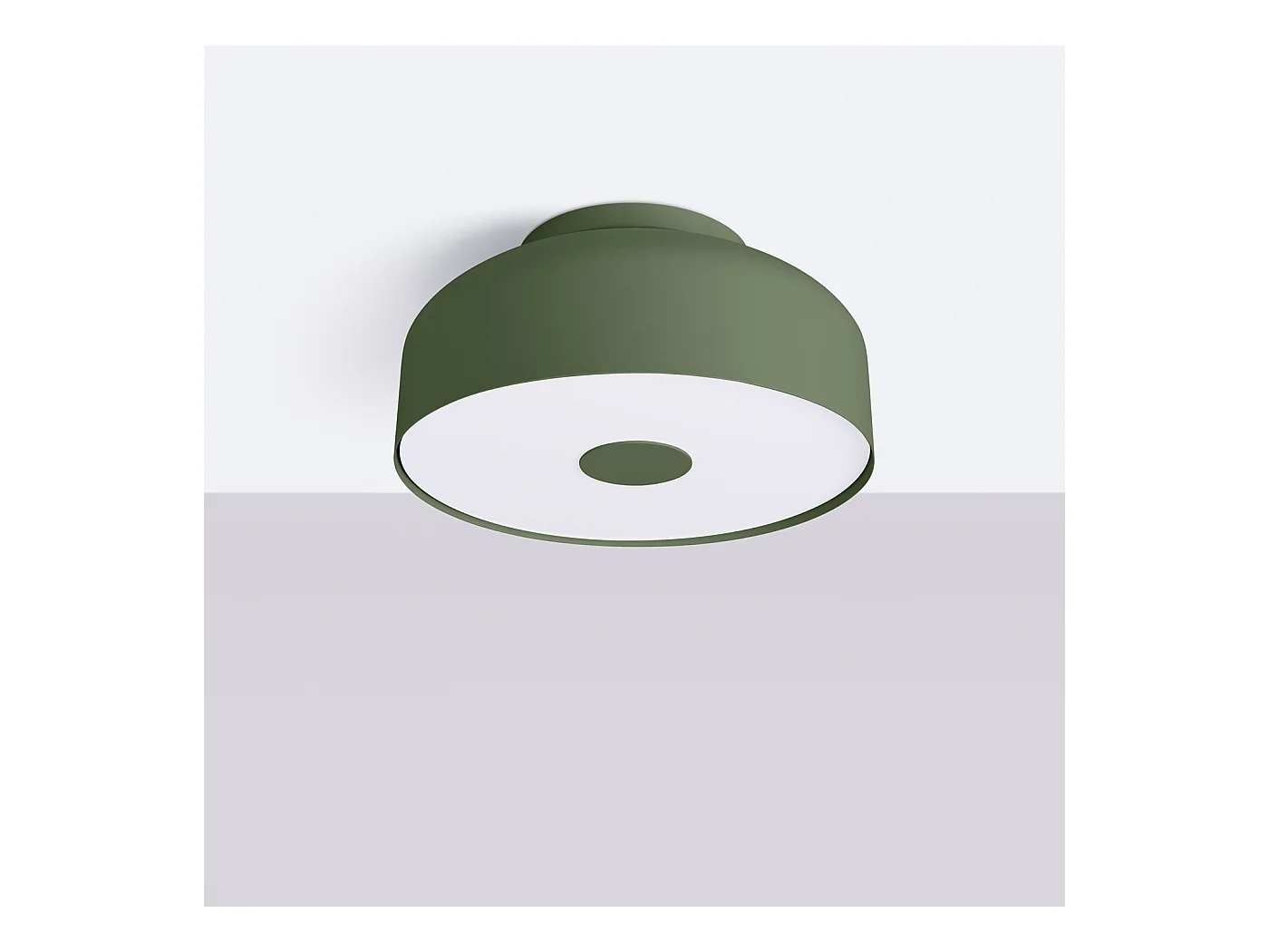Plafonnier Omiq Moderne En Acier/Pvc - 4 Sources Lumineuses - L.30 X H.15 Cm - Vert Olive