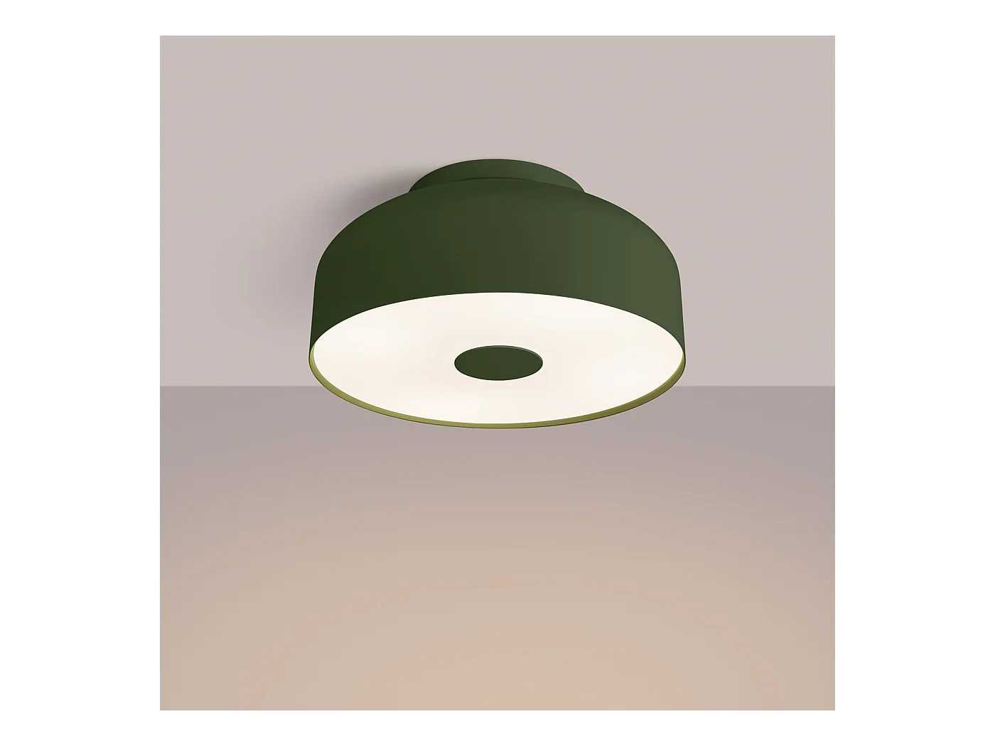 Plafonnier Omiq Moderne En Acier/Pvc - 4 Sources Lumineuses - L.30 X H.15 Cm - Vert Olive