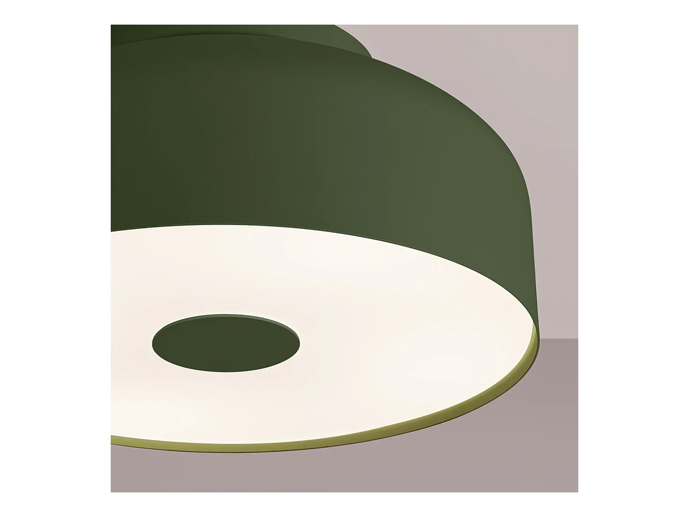 Plafonnier Omiq Moderne En Acier/Pvc - 4 Sources Lumineuses - L.30 X H.15 Cm - Vert Olive