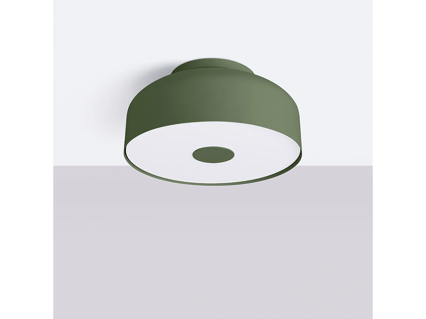 Plafonnier Omiq Moderne En Acier/Pvc - 4 Sources Lumineuses - L.30 X H.15 Cm - Vert Olive