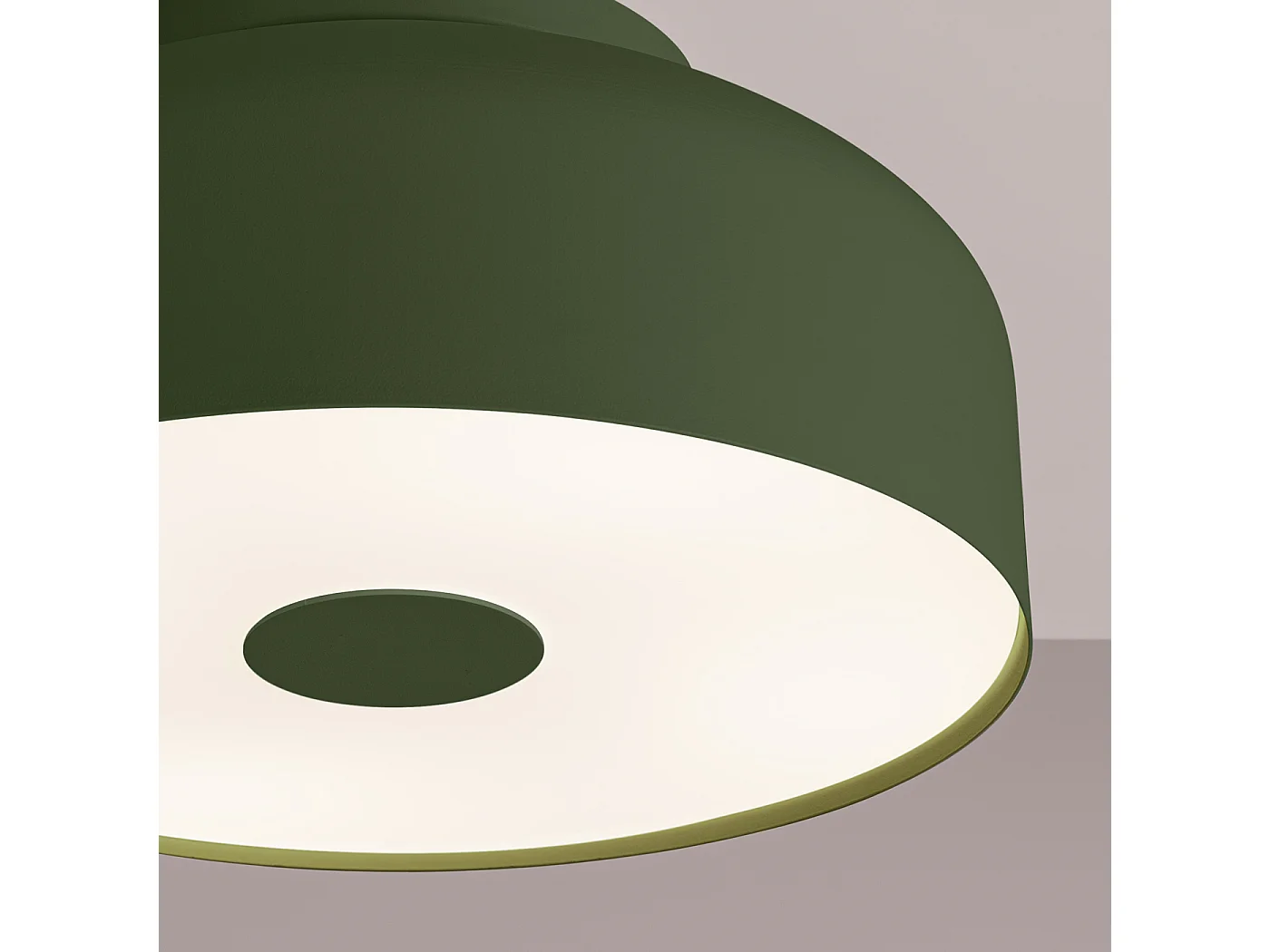 Plafonnier Omiq Moderne En Acier/Pvc - 4 Sources Lumineuses - L.30 X H.15 Cm - Vert Olive