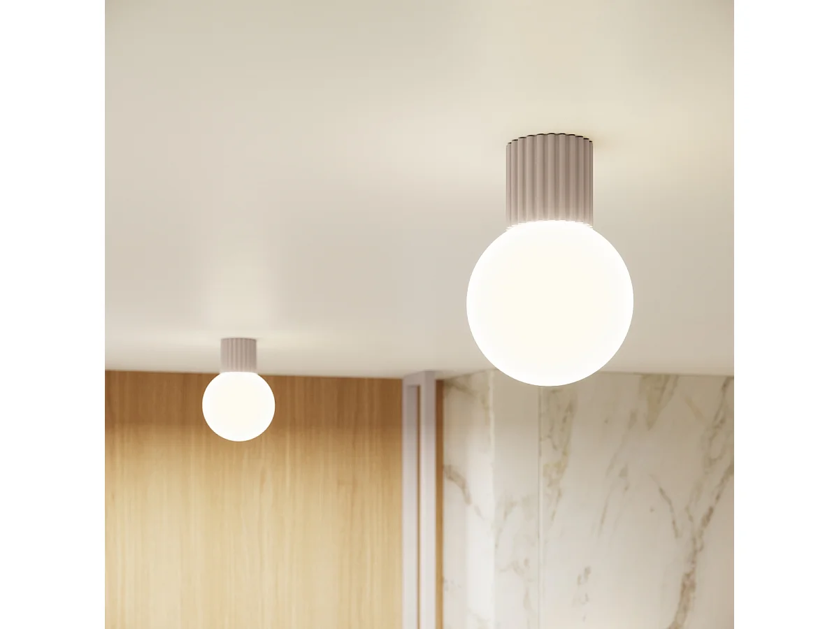 Plafonnier Halo Moderne En Aluminium/Verre - 1 Sources Lumineuses - L.12 X H.21 Cm - Taupe